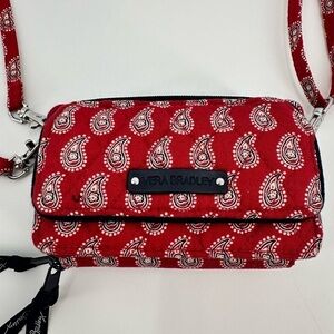 Vera Bradley All in One Petite Crossbody Wallet/Wristlet Red Bandana Paisley